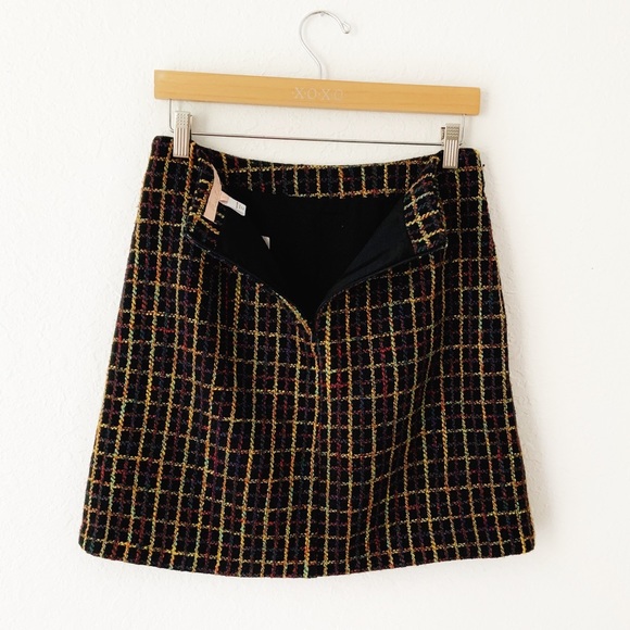 Anthropologie Hutch Windowpane Mini Skirt Black Motif Small - Picture 2 of 7